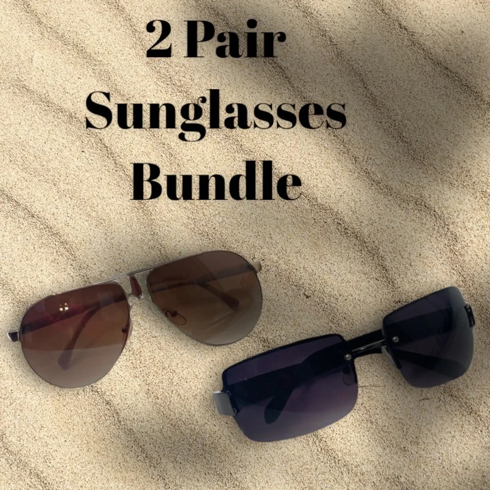 Aviator Sunglasses Black Classic Statement Unisex Mens Womens Fashion Set 2 Pair